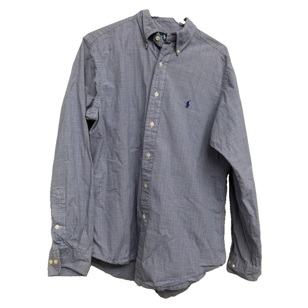 Ralph Lauren Classic Fit 16 34/35 Button-Up Blue White‎ Check Long Sleeve Shirt